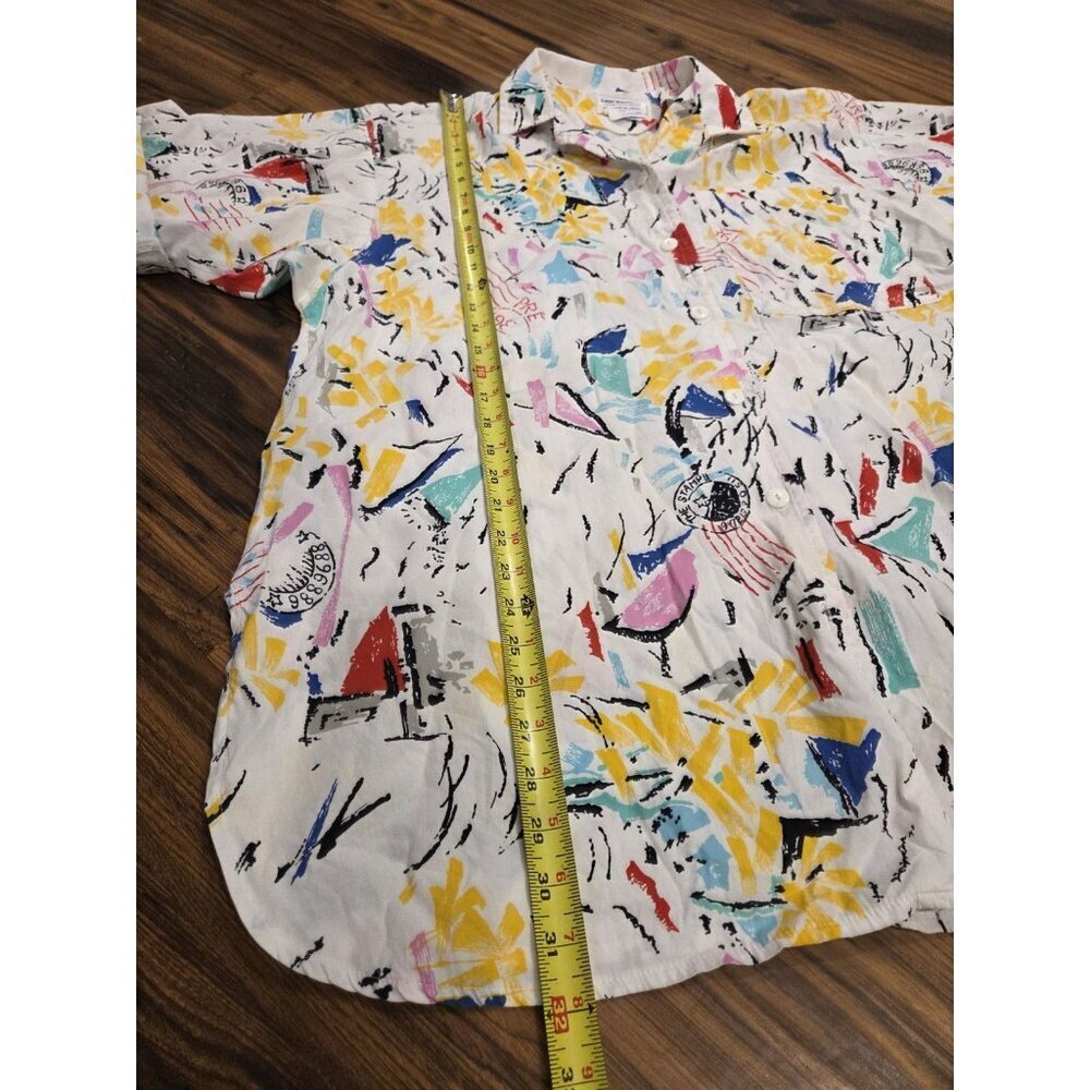 Lady Madonna Maternity Button Front Cotton Shirt Tunic Abstract Print Sz 12 Read - Picture 6 of 12